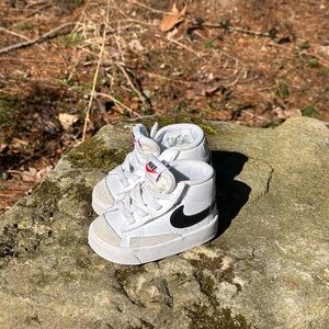 Nike Kids White and Black High-Top Sneakers